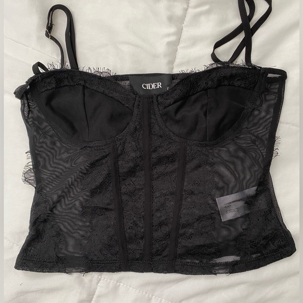 LACE TRANSPARENT CORSET CAMI TOP